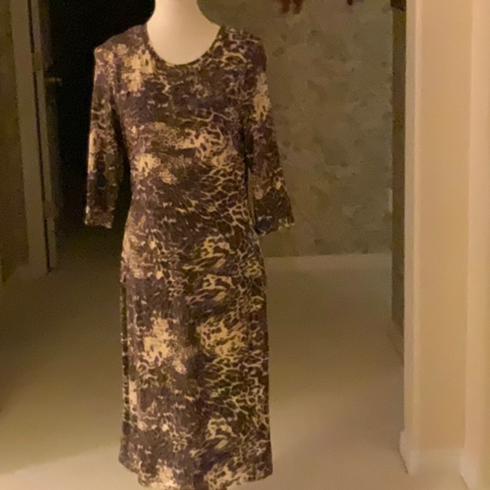 J. Peterman Midi 3/4 Sleeve Lined Dress Size 10